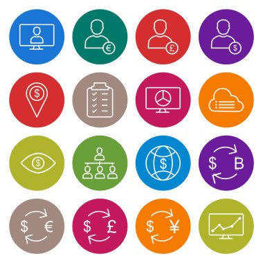 Beyaz Arkaplanda 16 iş simgesi izole edildi...