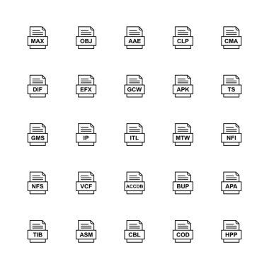 25 dosya biçimi simgesi kümesi