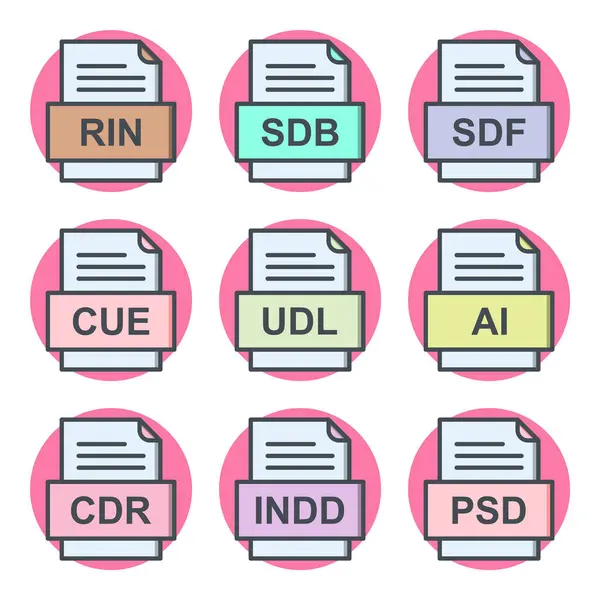 Набор Форматов Файлов Иконки — стоковый вектор