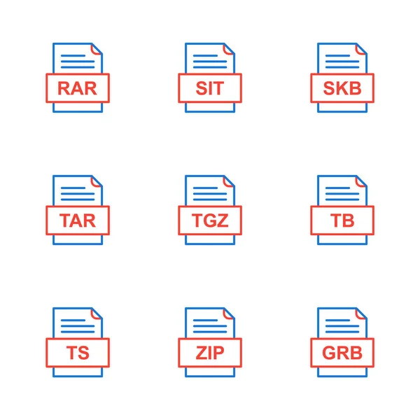 Ensemble Icônes Formats Fichiers — Image vectorielle