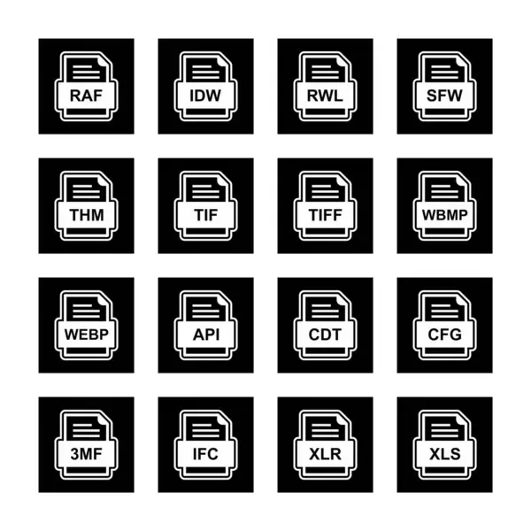 Set Van Bestandsformaten Pictogrammen — Stockvector