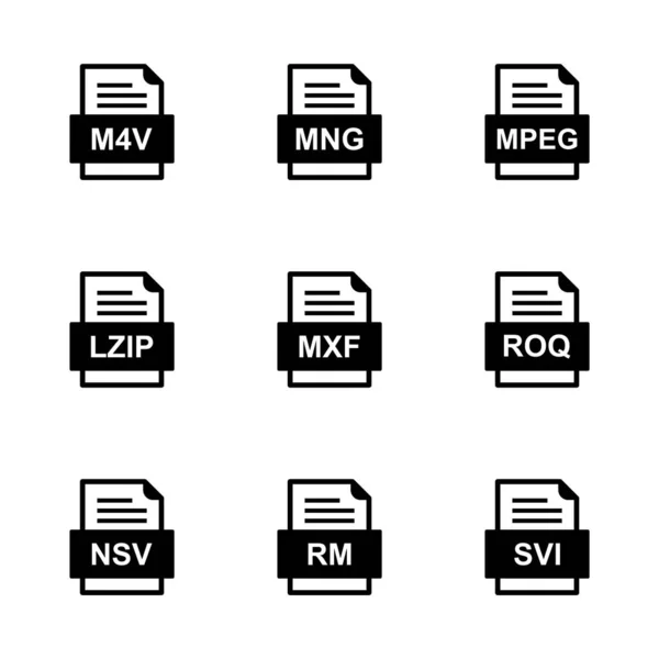 Ensemble Icônes Formats Fichiers — Image vectorielle