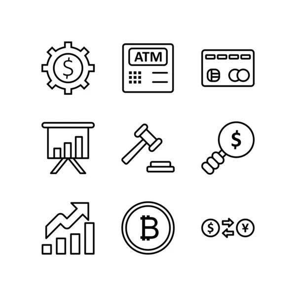 Juego Iconos Banca Para Uso Personal Comercial — Vector de stock