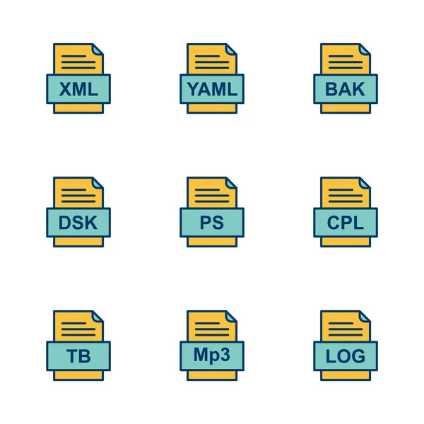 Set Icone Formati File — Vettoriale Stock