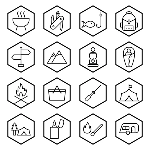 Icon Set Camping Personal Commercial Use — Stock Vector