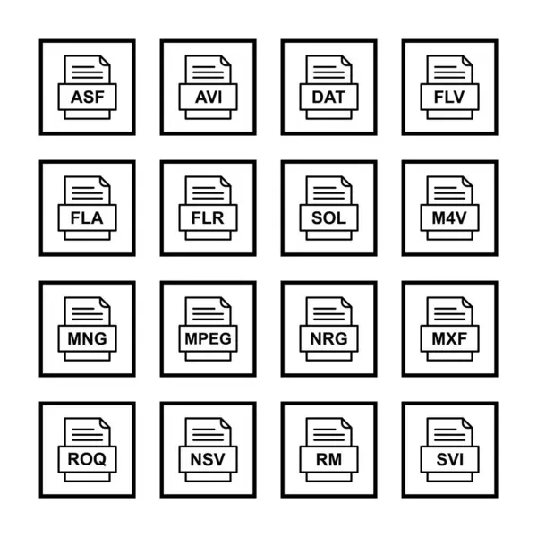 Set Von Symbolen Für Dateiformate — Stockvektor