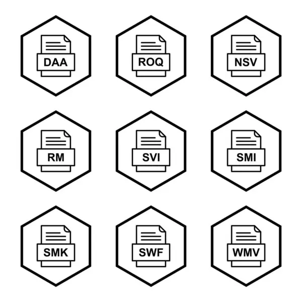 Набор Форматов Файлов Иконки — стоковый вектор