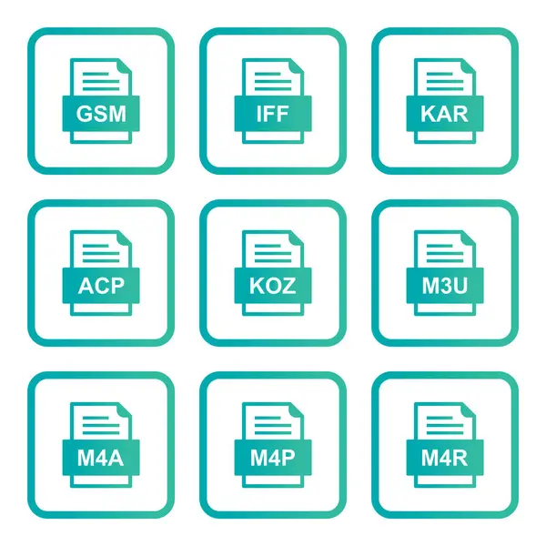 Zestaw Ikon Formatów Plików — Wektor stockowy