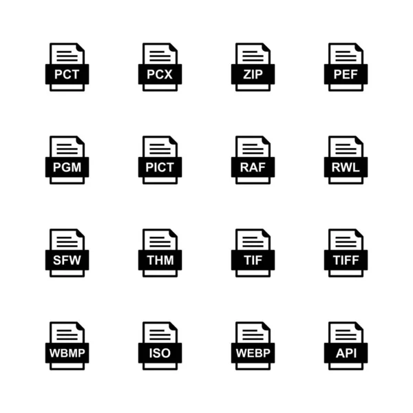 Set Von Symbolen Für Dateiformate — Stockvektor