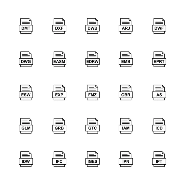 Set File Formats Icons — Stock Vector