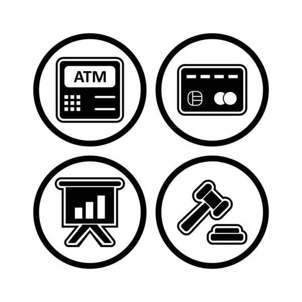 Bancaire Pictogrammen Blad Geïsoleerd Witte Achtergrond — Stockvector