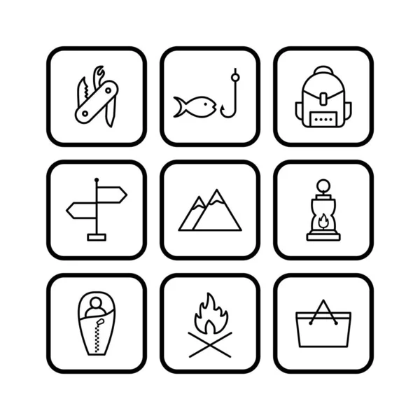 Camping Icons Personal Commercial Use — Stock Vector