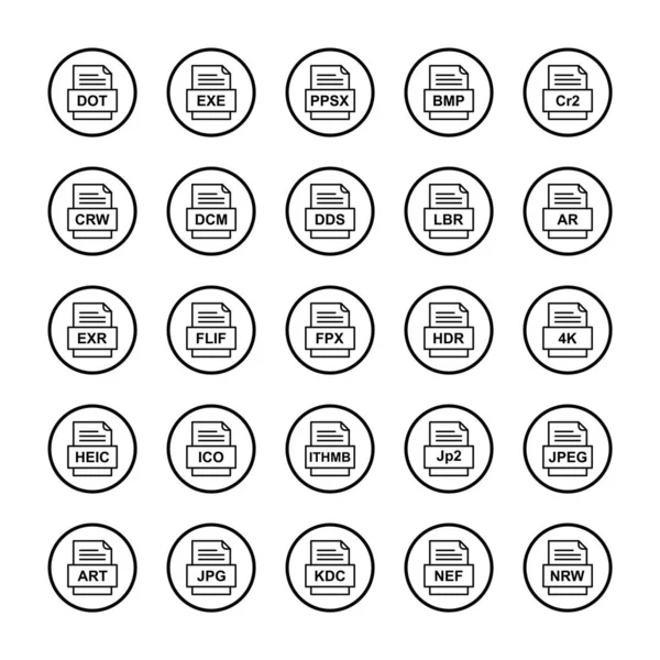 Conjunto Iconos Formatos Archivo — Vector de stock