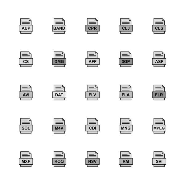 Set File Formats Icons — Stock Vector