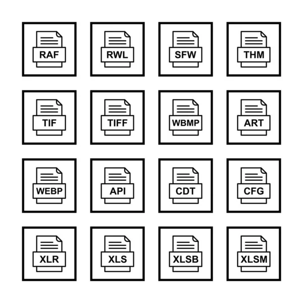 Set Von Symbolen Für Dateiformate — Stockvektor