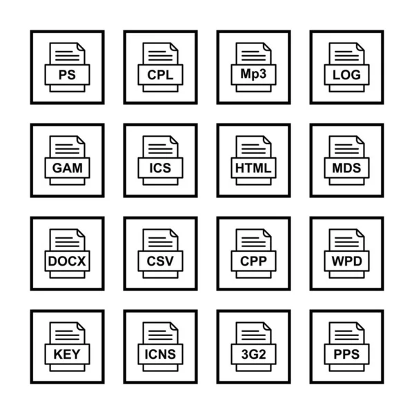 Set Von Symbolen Für Dateiformate — Stockvektor