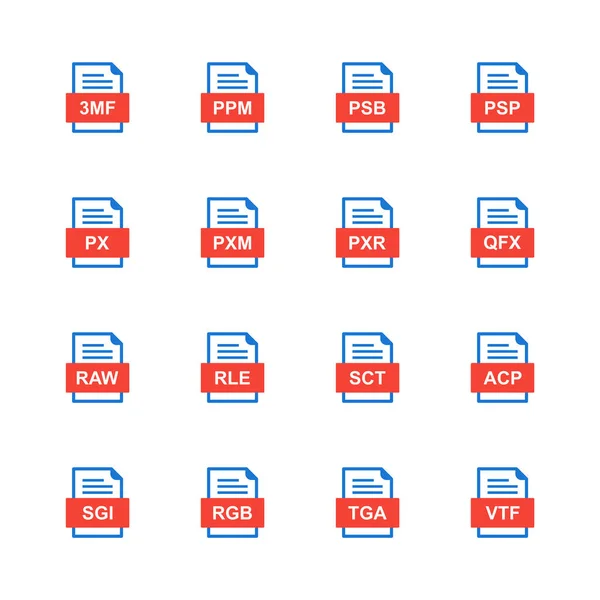 Conjunto Iconos Formatos Archivo — Archivo Imágenes Vectoriales