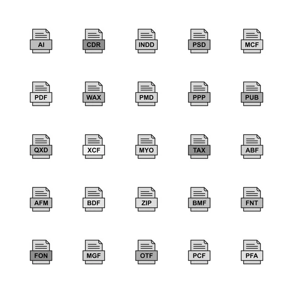 Ensemble Icônes Formats Fichiers — Image vectorielle