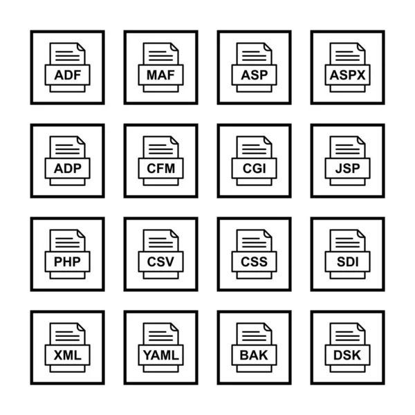 Set Von Symbolen Für Dateiformate — Stockvektor