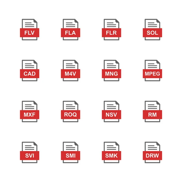 Ensemble Icônes Formats Fichiers — Image vectorielle