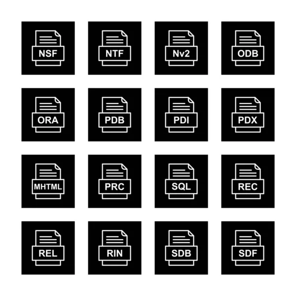 Ensemble Icônes Formats Fichiers — Image vectorielle