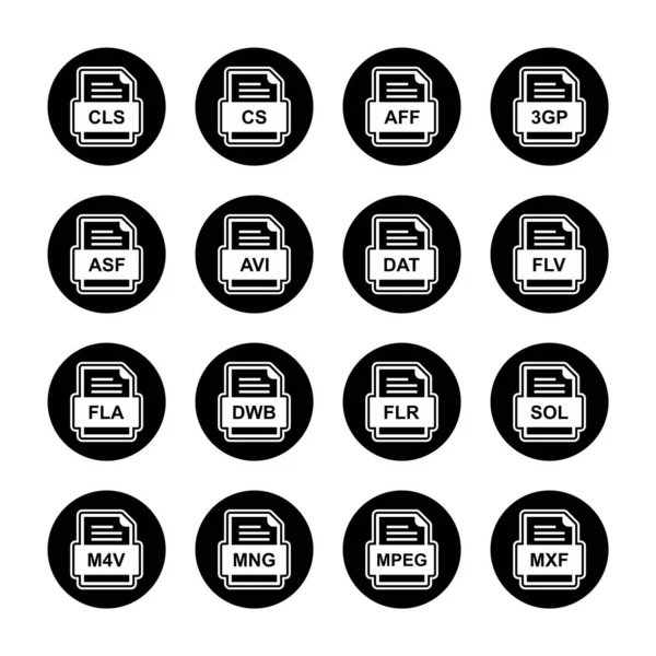 Set Von Symbolen Für Dateiformate — Stockvektor