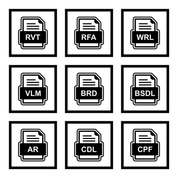 Set Icone Formati File — Vettoriale Stock