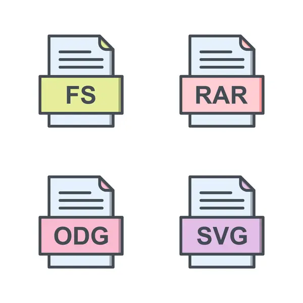 Set Von Symbolen Für Dateiformate — Stockvektor