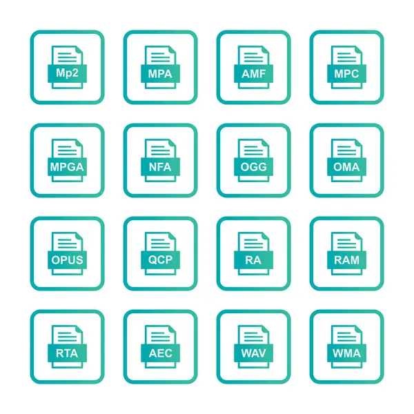 Set Von Symbolen Für Dateiformate — Stockvektor