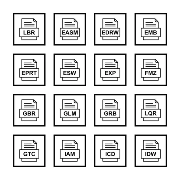 Ensemble Icônes Formats Fichiers — Image vectorielle