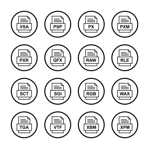 Set Von Symbolen Für Dateiformate — Stockvektor