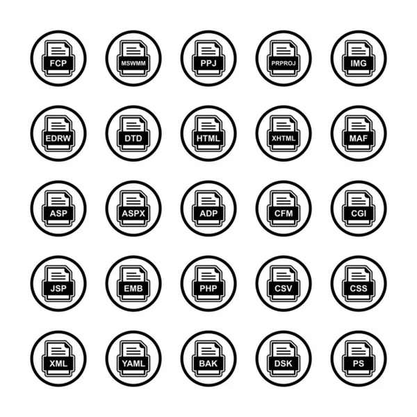 Set File Formats Icons — Stock Vector