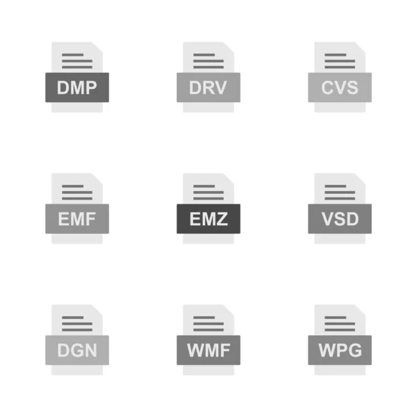 Ensemble Icônes Formats Fichiers — Image vectorielle