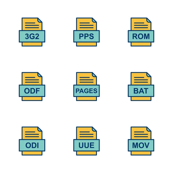 Conjunto Iconos Formatos Archivo — Archivo Imágenes Vectoriales