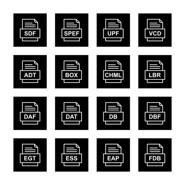 Ensemble Icônes Formats Fichiers — Image vectorielle