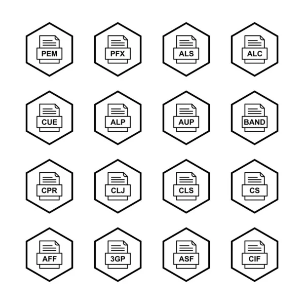 Ensemble Icônes Formats Fichiers — Image vectorielle