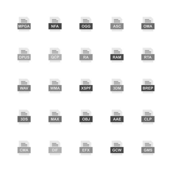 Set File Formats Icons — Stock Vector