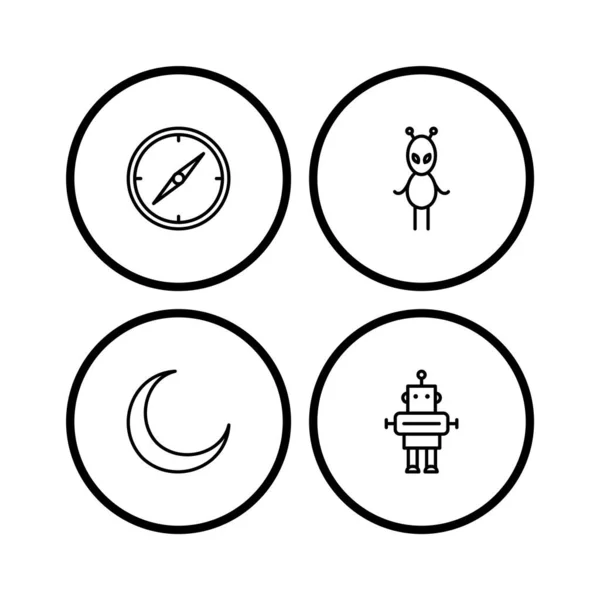 Set Astronomy Icons White Background Vector Isolated Elements — Stock Vector