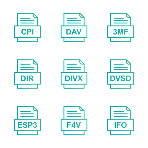 Ensemble Icônes Formats Fichiers — Image vectorielle