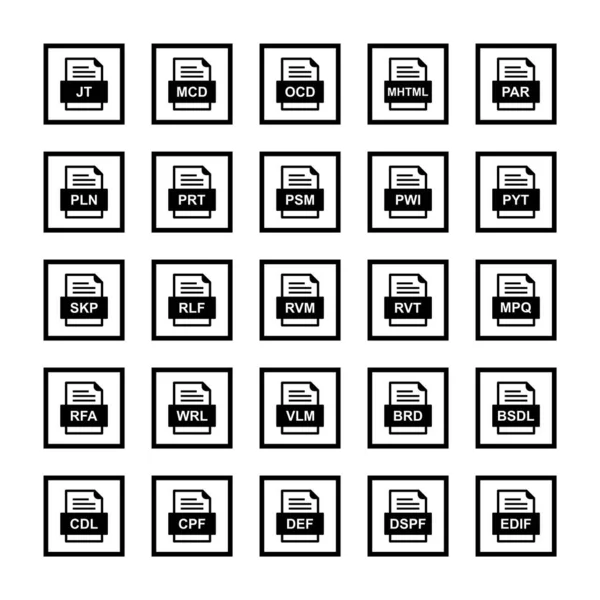 Set Von Symbolen Für Dateiformate — Stockvektor