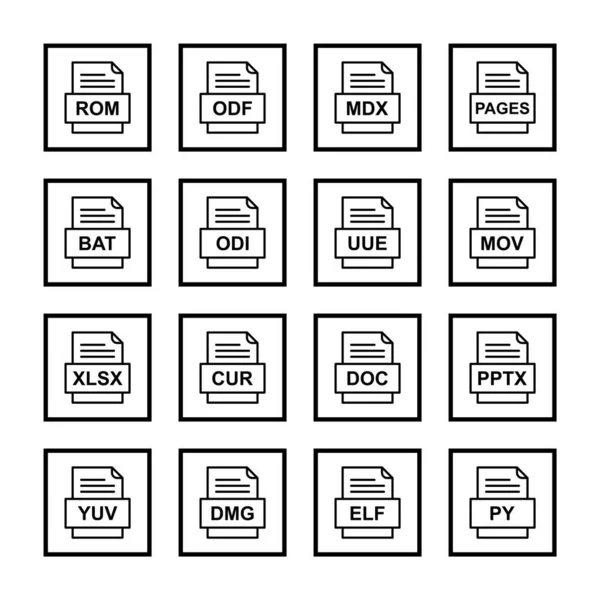 Set Von Symbolen Für Dateiformate — Stockvektor