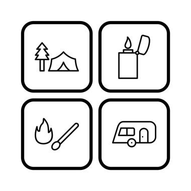 4 kamp Simgesi Beyaz Arkaplanda İzole Edildi...