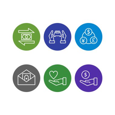 6 Bankacılık Simgesi Beyaz Arkaplanda İzole Edildi...