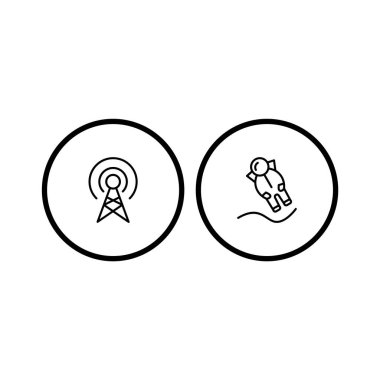 Beyaz Arkaplanda İzole edilmiş 2 Astronomi Simgesi...