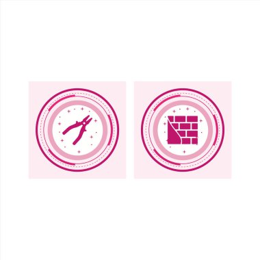 Beyaz arkaplanda 2 set inşaat simgesi izole edildi...