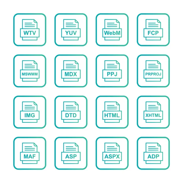 Ensemble Icônes Formats Fichiers — Image vectorielle