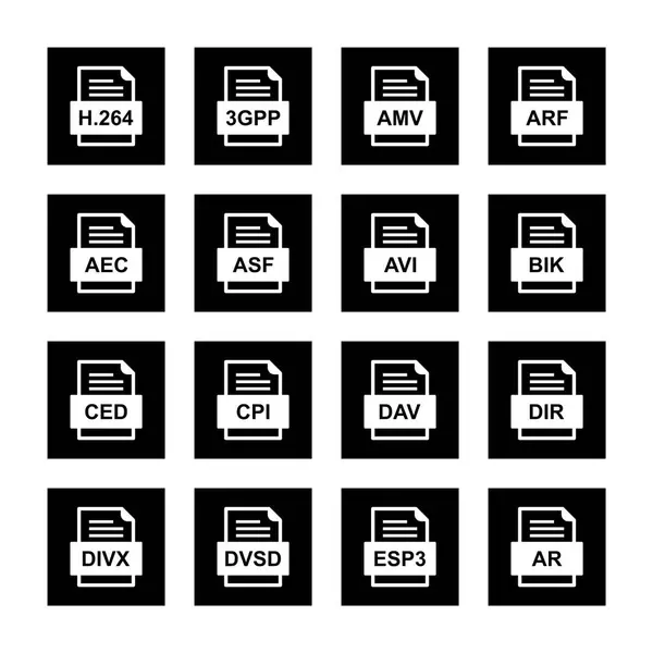 Conjunto Ícones Formatos Arquivo —  Vetores de Stock