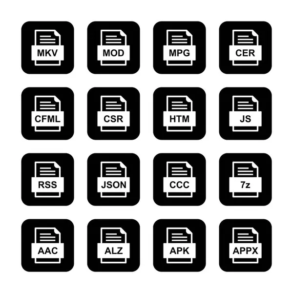 Set Von Symbolen Für Dateiformate — Stockvektor