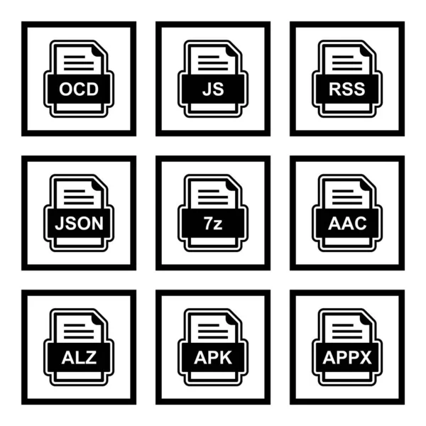 Ensemble Icônes Formats Fichiers — Image vectorielle