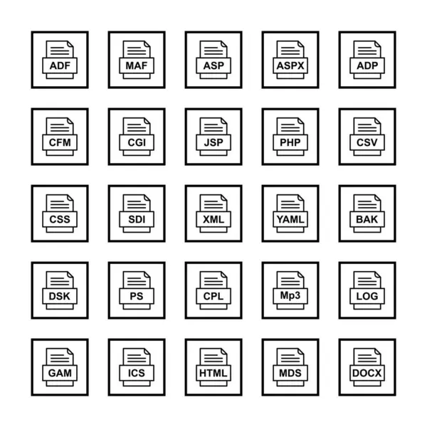 Набір Піктограм Форматів Файлів — стоковий вектор